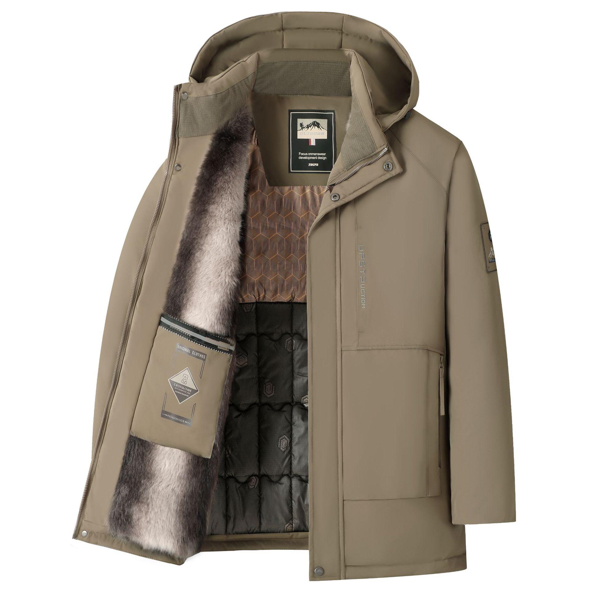 

Fleece Warm Cotton-padded Jacket, Middle-aged Dad s Coat, Men s Mid-length Style, and Thickened Winter Cotton-padded Jacket 5XL