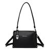 Damen Schwarz PU-Leder Umhängetasche, Kleine Lässige Schulterhandtasche mit Metallschnalle, Tägliche Geldbörse
