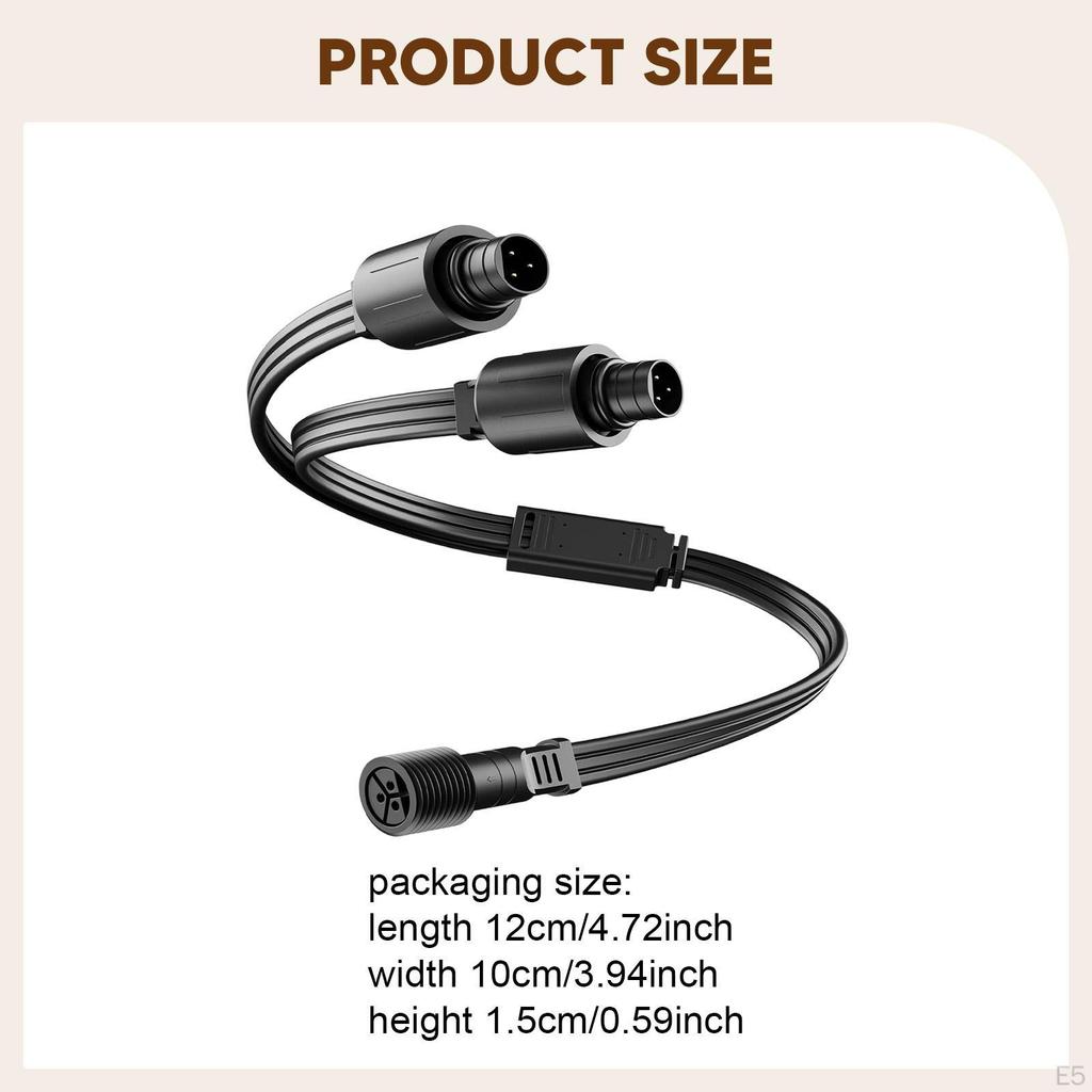 Outdoor Lights Extension Cable Cord Plug and Play Portable Versatile Y Splitter for Light