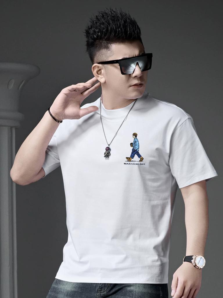 European Style 2025 Summer New Design Printed Short-Sleeve T-Shirt Men's Trendy Casual Top Half-Sleeve Tee Shirt