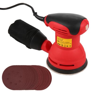 Orbital Sander, 5INCH 125MM 12600RPM  Random Orbital Sander, 12Pcs Sandpapers, Efficient Dust Collector, Idl for  , Sanding Down & Ing Wood Red