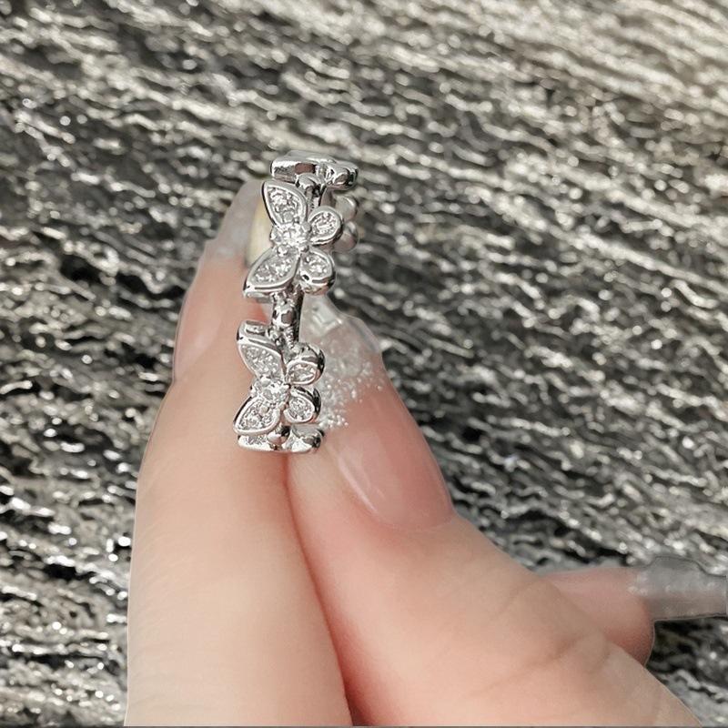 New Super Fairy Flash Diamond Colored Butterfly Zir*****Pen Ring Niche High-End Light Luxury Accessories