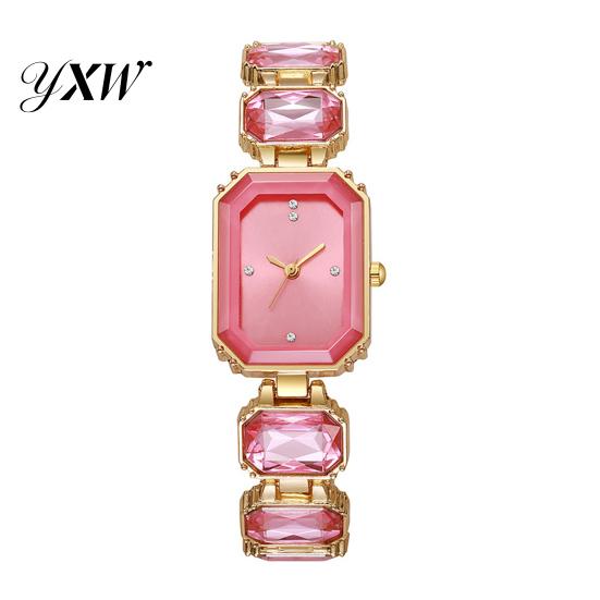 Date Night Uhr für Damen Armband Quarz Funkelnder Strass Rechteckiges Zifferblatt Faux Diamant Armbanduhr Elegante Schmuck Uhr