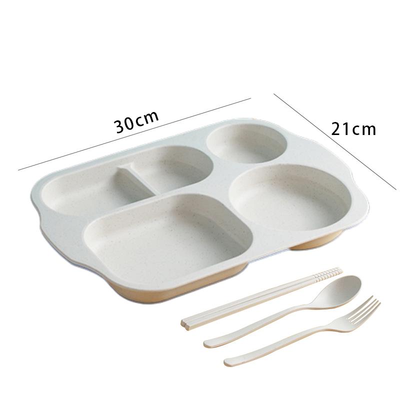 Wheat Straw Children Dividing Plate Household Solid Simple Plastic Students Dining Tableware Fashion Nordic New 12 Inch Dish