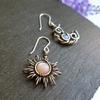 Pendientes Vintage de luna y estrella, pendientes asimétricos de piedra lunar de Color plateado, pendientes para fiesta de Halloween para mujer, regalo de Navidad