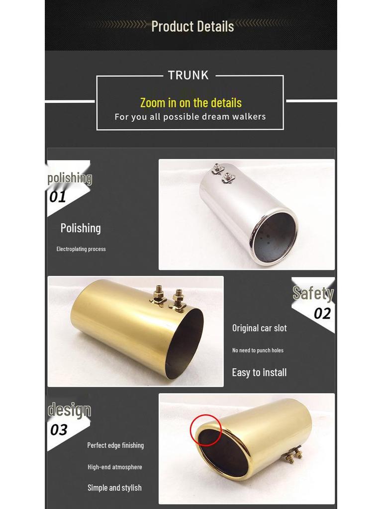 Universal Stainless Steel Blue-Plated Exhaust Tailpipe for Original Cars (6.8-7.3CM)