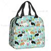 Coffee Welsh Corgi Dog Resuable Lunch Boxes Women Waterproof Cooler Thermal Food Insulated Lunch Bag Kids School Children