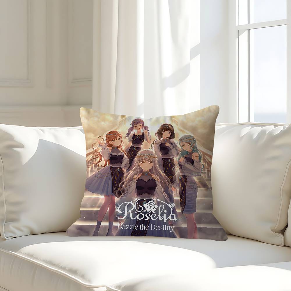 

Bang Dream R-Roselia Pillow Case Removable Washable Cushion Cover – All-Season Soft Linen 16x16Inch