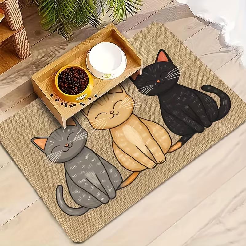 Cartoon Diatom Mud Pet Feeding Mat - Water-Absorbent, Anti-Slip, Dirt-Resistant, Dustproof, Easy-Clean for Cats & Dogs.
