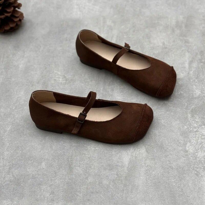 

Johnature, женская обувь на плоской подошве из натуральной кожи с квадратным носком и пряжкой, однотонная обувь ручной работы на мягкой подошве 40