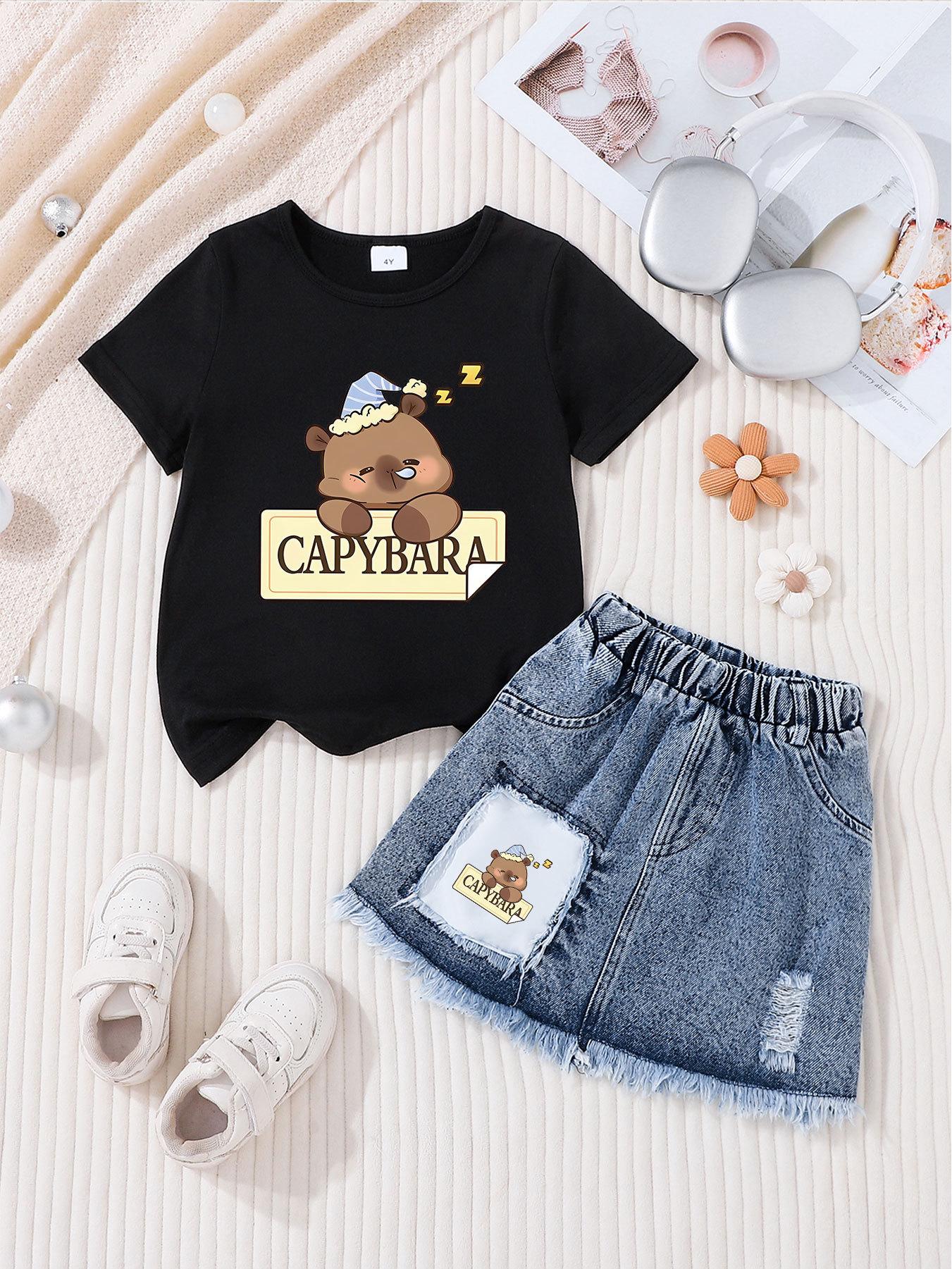 Children s Casual Fashion Denim Skirt Sets for Girls 2-3Y