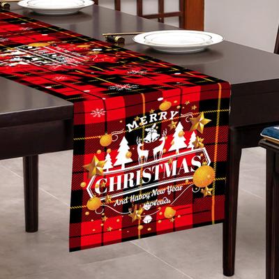 Table Decor Runner Durable Stain-resistant Tear Resistant Christmas Tablecloth Xmas Dining Table Decoration Cloth Table Runner
