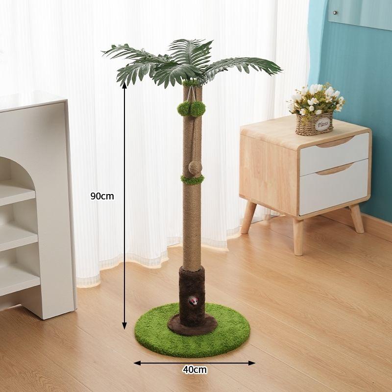 Coconut Palm Leaf Cat Tree with Scratching Post & Mouse Teaser