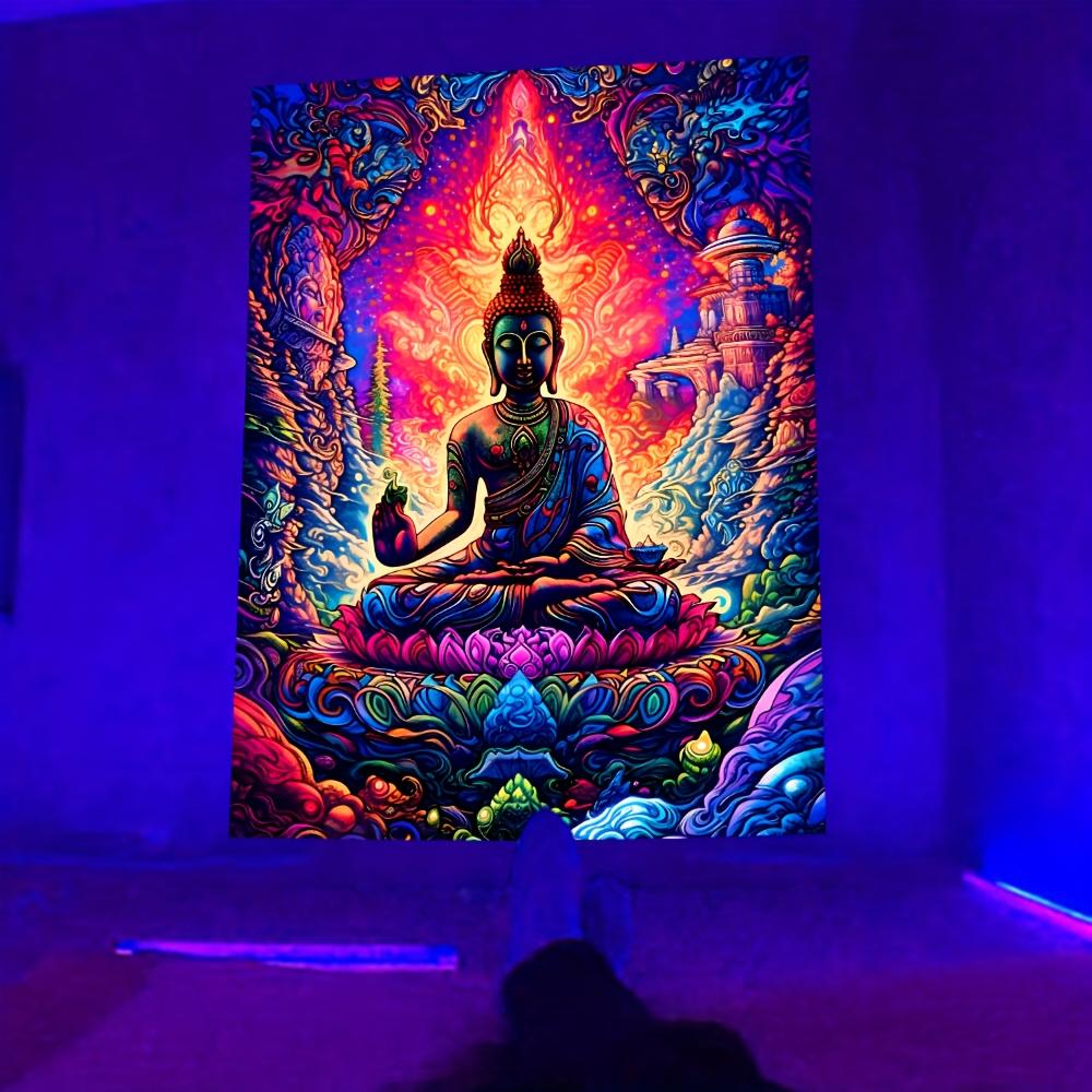 

VIKAMA psychedelic neon Buddha tapestry Zen art hanging cloth yoga meditation room bedroom headboard decoration 74x94cm(29x37in)