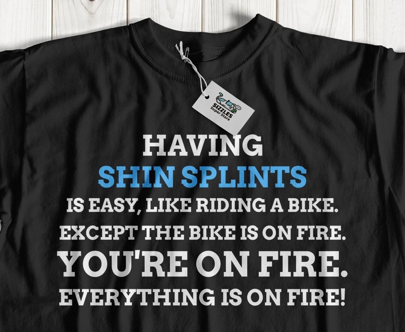 

Unisex Funny Shin Splints T-Shirt Runners Gifts And Marathon Running Injury Tee S