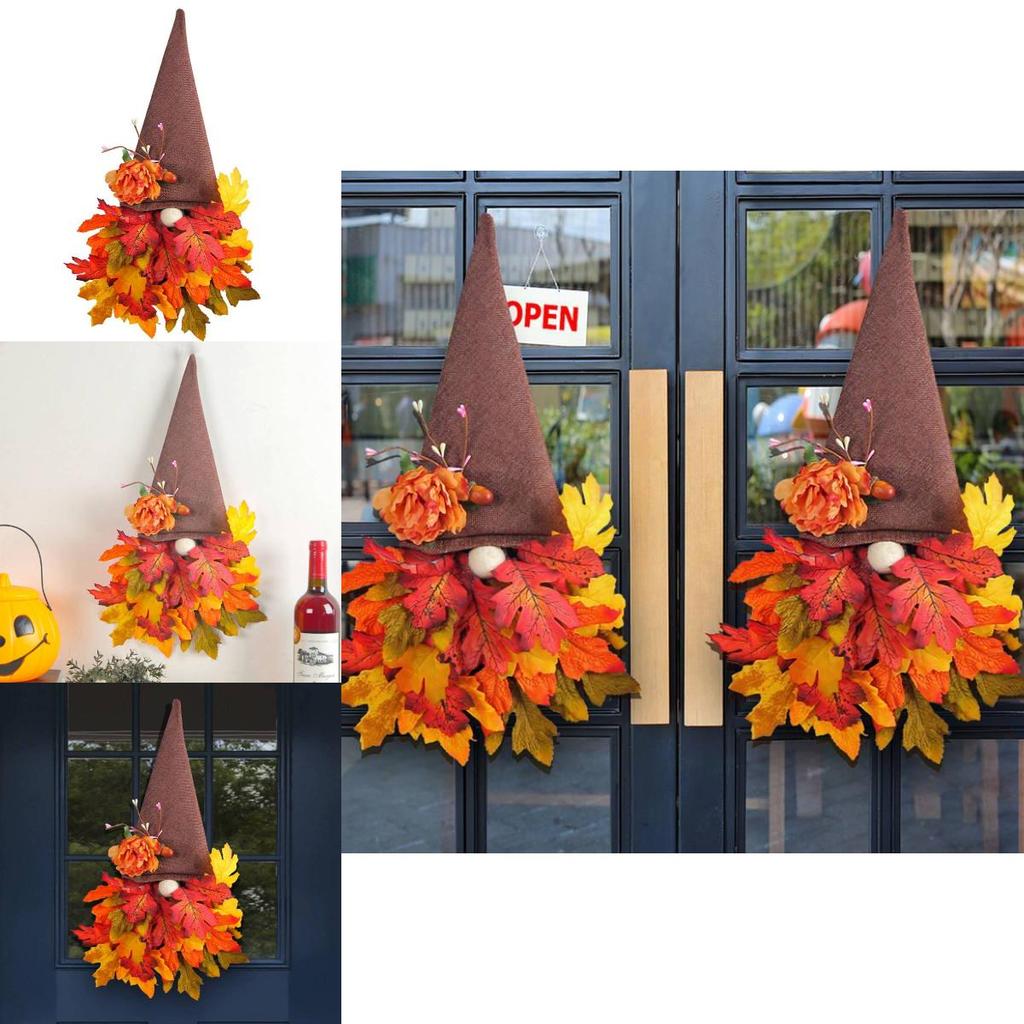 Feiertags-Türhänger mit Ahornblatt-Hut für Thanksgiving-Dekoration und Foto-Requisiten