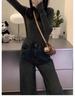 Women's Plus Size High Waist Retro Wide Leg Jeans - Petite Loose Fit, Nine-Point Length for Autumn