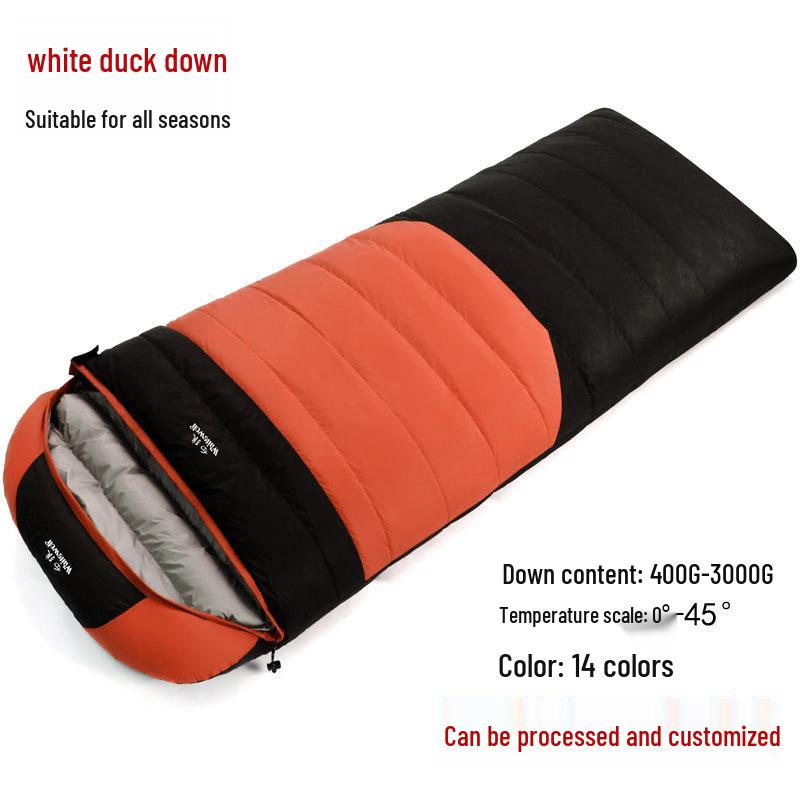 Thickened Winter Down Sleeping Bag - Cold-Proof, Envelope Style for Outdoor Camping & Travel