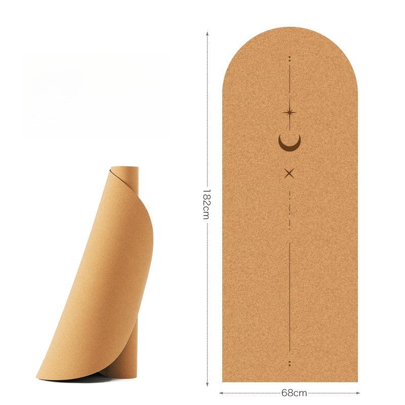 Natural Rubber Arch Shape Cork Yoga Mat Printed Non-slip Sports Mat Sweat-absorbing Oval Curve Pilates Mats 182*68cm*0.5cm