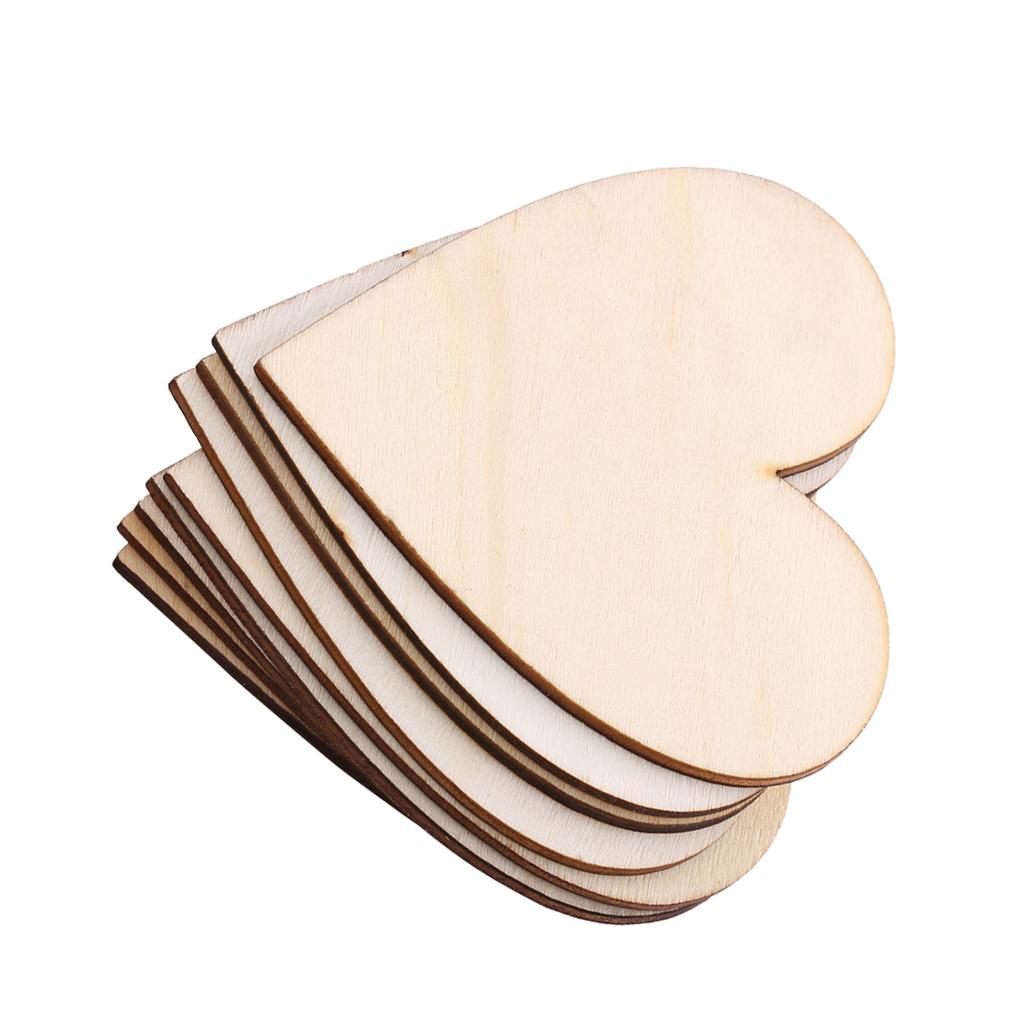 Love Heart Shape Wooden Embellishment for Weddings Plaques Decoration(80mm 10pcs)