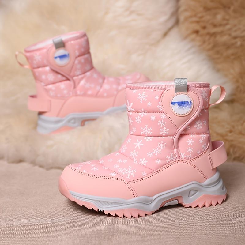 Girls Mid Calf Fleece Snow Boots Simple Design Warm Windproof Outdoor Play Snow Versatile Casual Style Ideal Gift Childrens Day