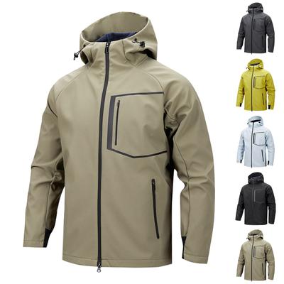 Jaqueta masculina de inverno com capuz e cor sólida, corta-vento masculino
