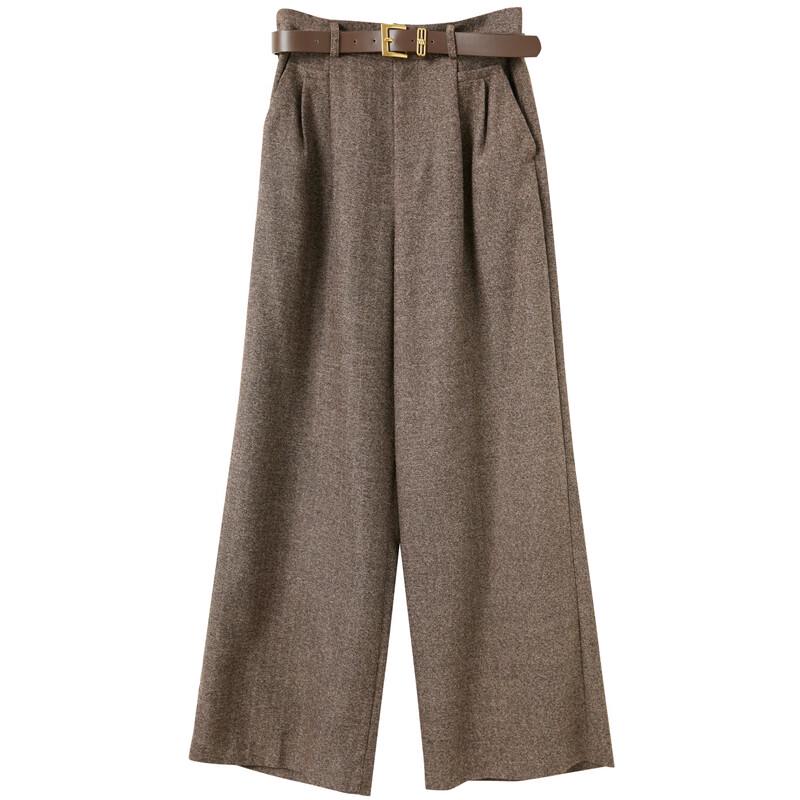 Sancai Women's 2025 Winter Herringbone Wide-Leg Pants