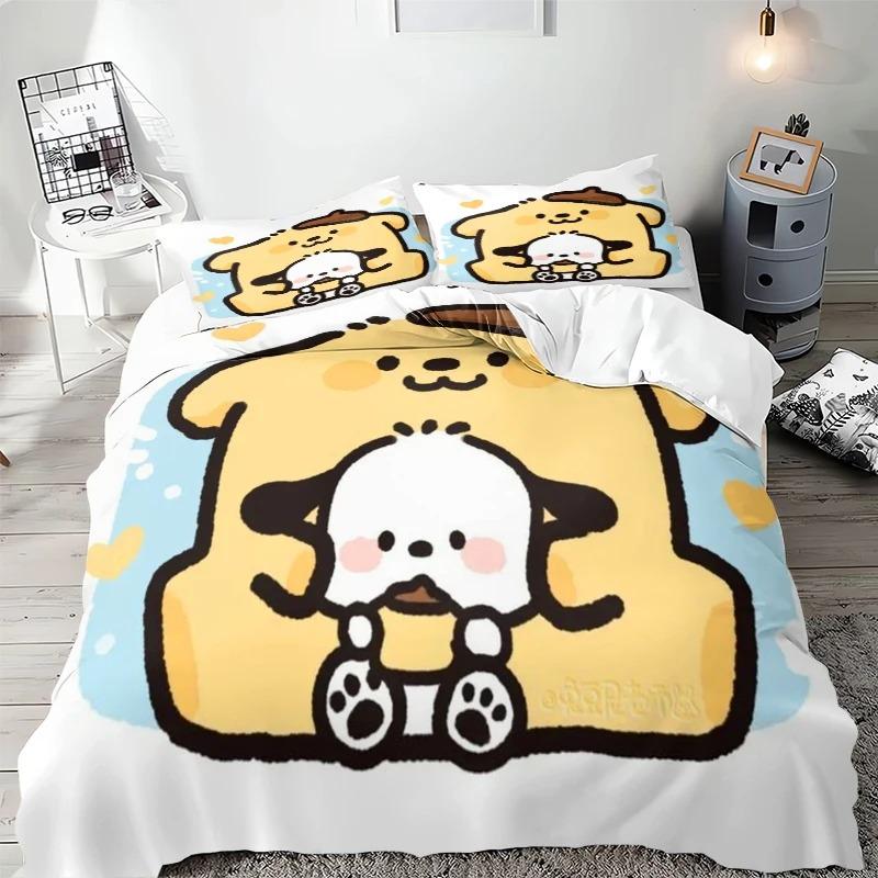 Sanrio Bedding Sets Pochacco Cartoon Comforter Cover Bed Cover Duvet Cover Pillow Case 2-3 Pieces Sets Kids Adult Size