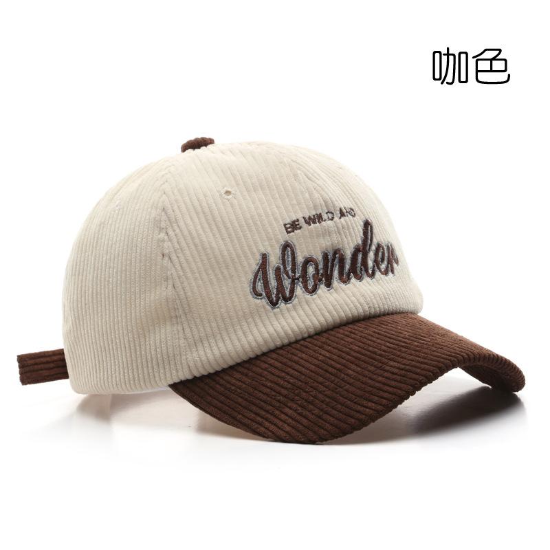 Fashion Autumn Winter Corduroy Baseball Cap for Men Women New Letter Embroidery Patchwork Soft Top Hat Unisex Hip Hop Caps