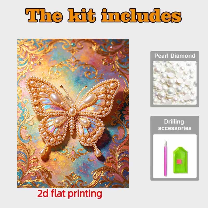Pearl Art Painting Butterfly Home Wall Decor Art Crafts Handmade DIY Adult/Beginner Gift Creative Home Decor Frameless Wall Art Kit