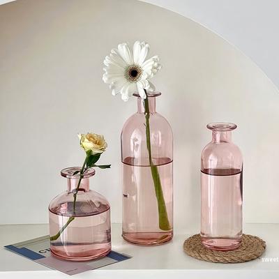 Glass Nordic Vase Transparent Small Flower Pot Ornament Hydroponic Tabletop Vasen Planters Home Aesthetic Decor Ornament Craft
