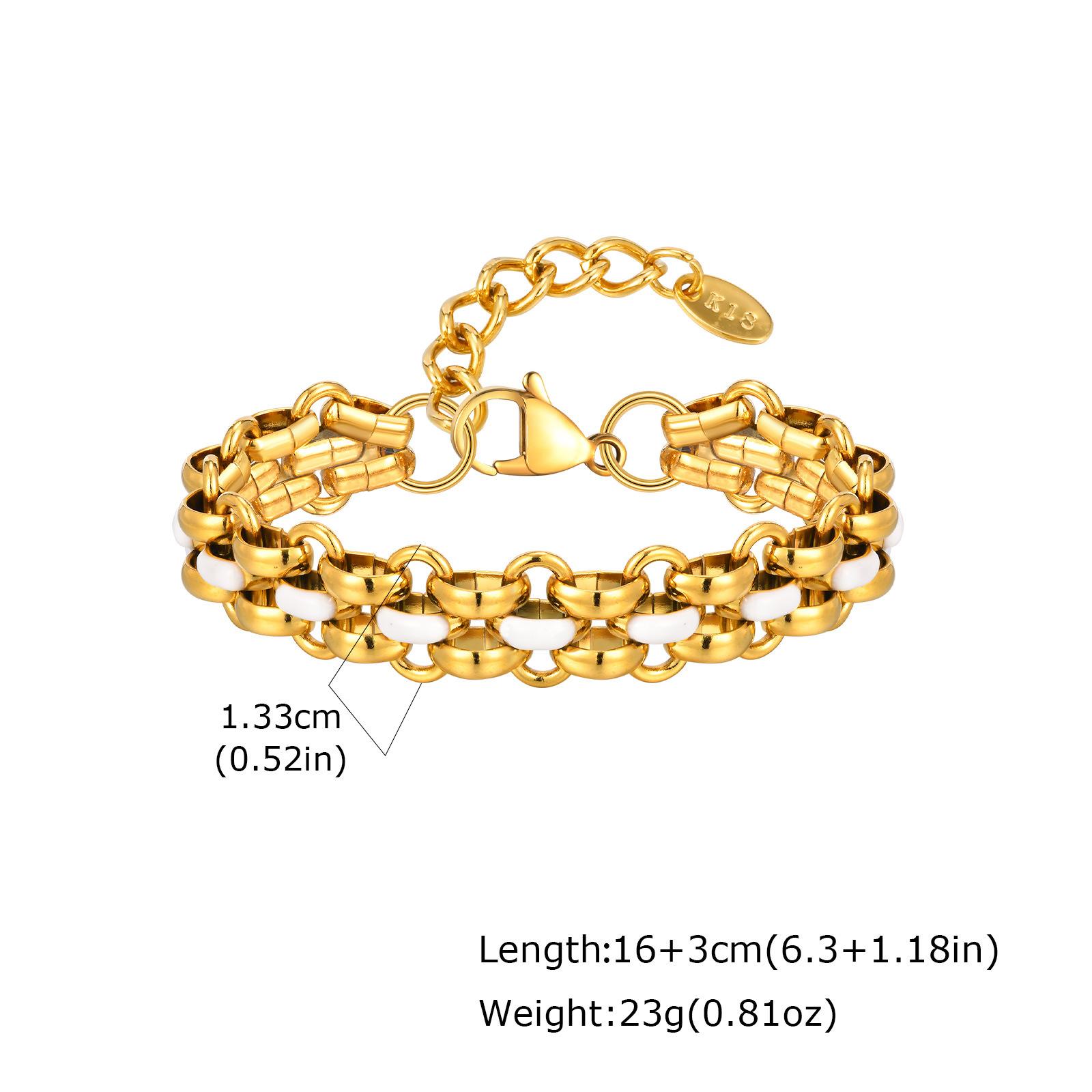 Wind Stainless Steel Epoxy Handmade Chain Thick Chain Bracelet 18K Gold Plated Br-2617 золотой