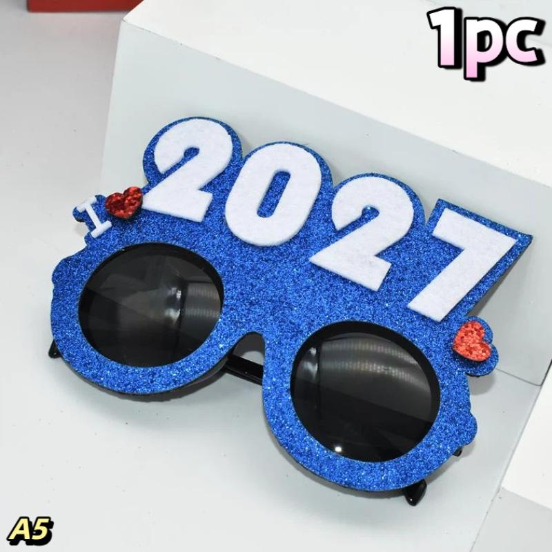 Óculos com Número 2027 Óculos de Feliz Ano Novo Óculos de Sol com Glitter de Diamante Adereço de Cosplay Decoração de Festa de Natal Óculos Engraçados