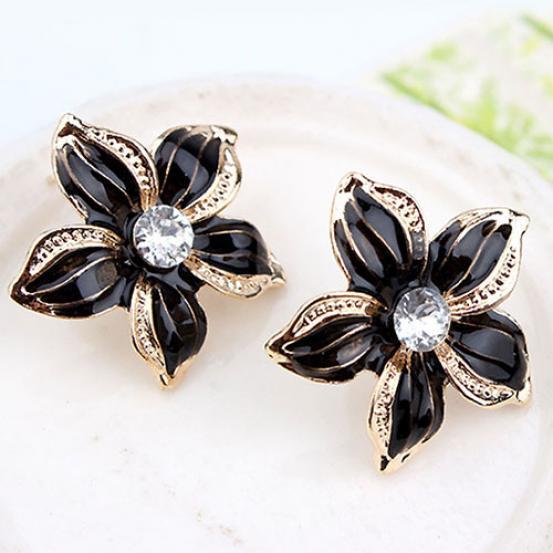 Mode kvinnor Rhinestone Flower Statement Hänge Halsband Örhängen Smycken Set