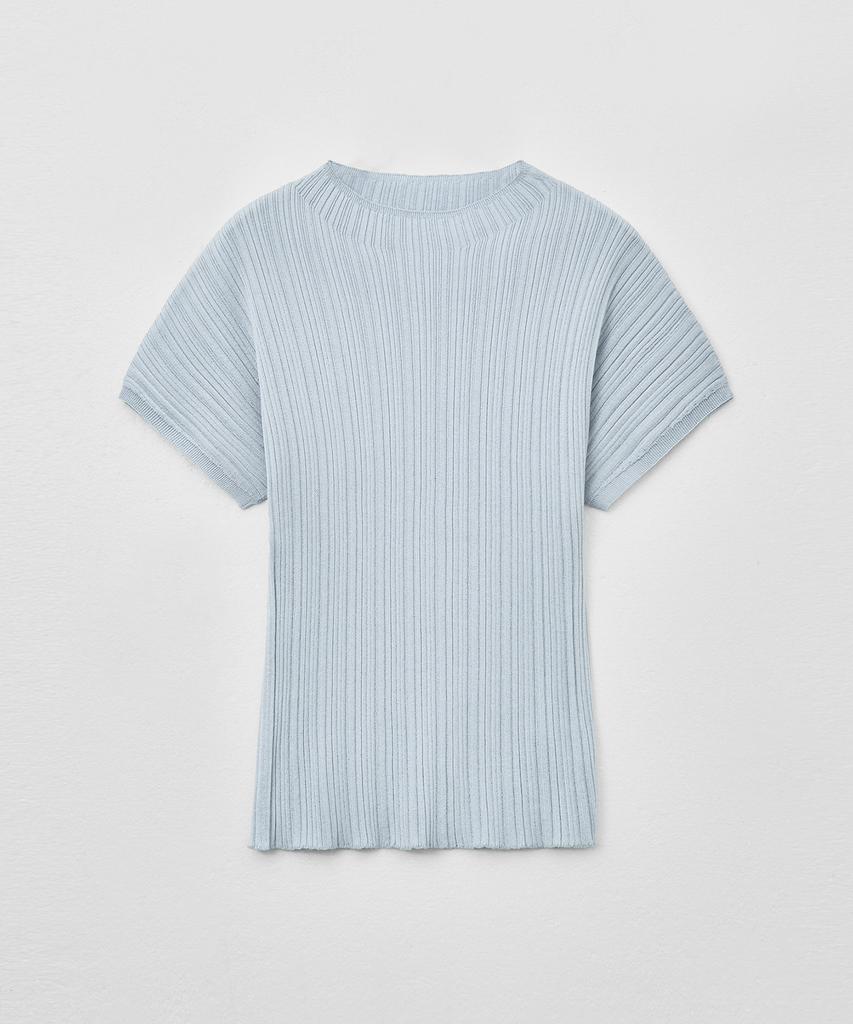 MONGDOL Wholegarment Half-Neck Pleated Knit Top Sky Blue Mdkt107Skyblue