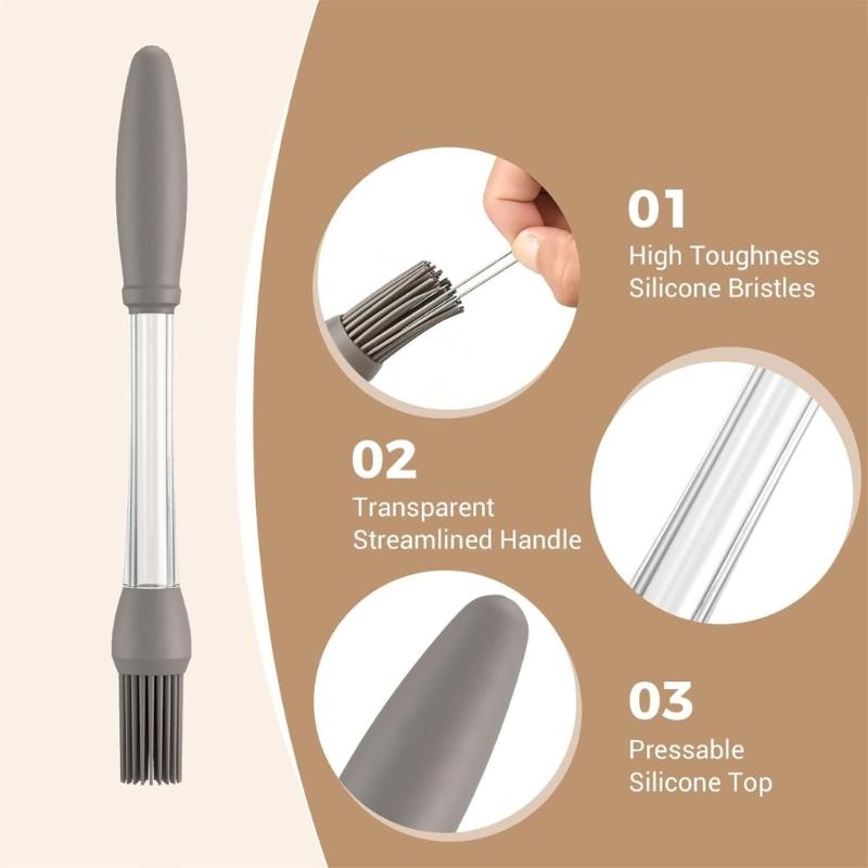 4 Piece Food Grade Silicone Cooking Basting Brush Heat Resistant Barbecue Oil Applicator Easy Cleaning Kitchen Tool