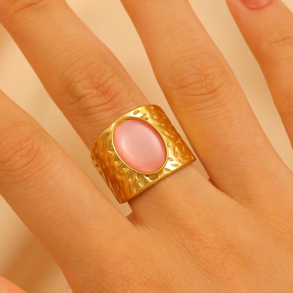 Vintage Turquoise Stainless Steel Open Finger Ring for Women