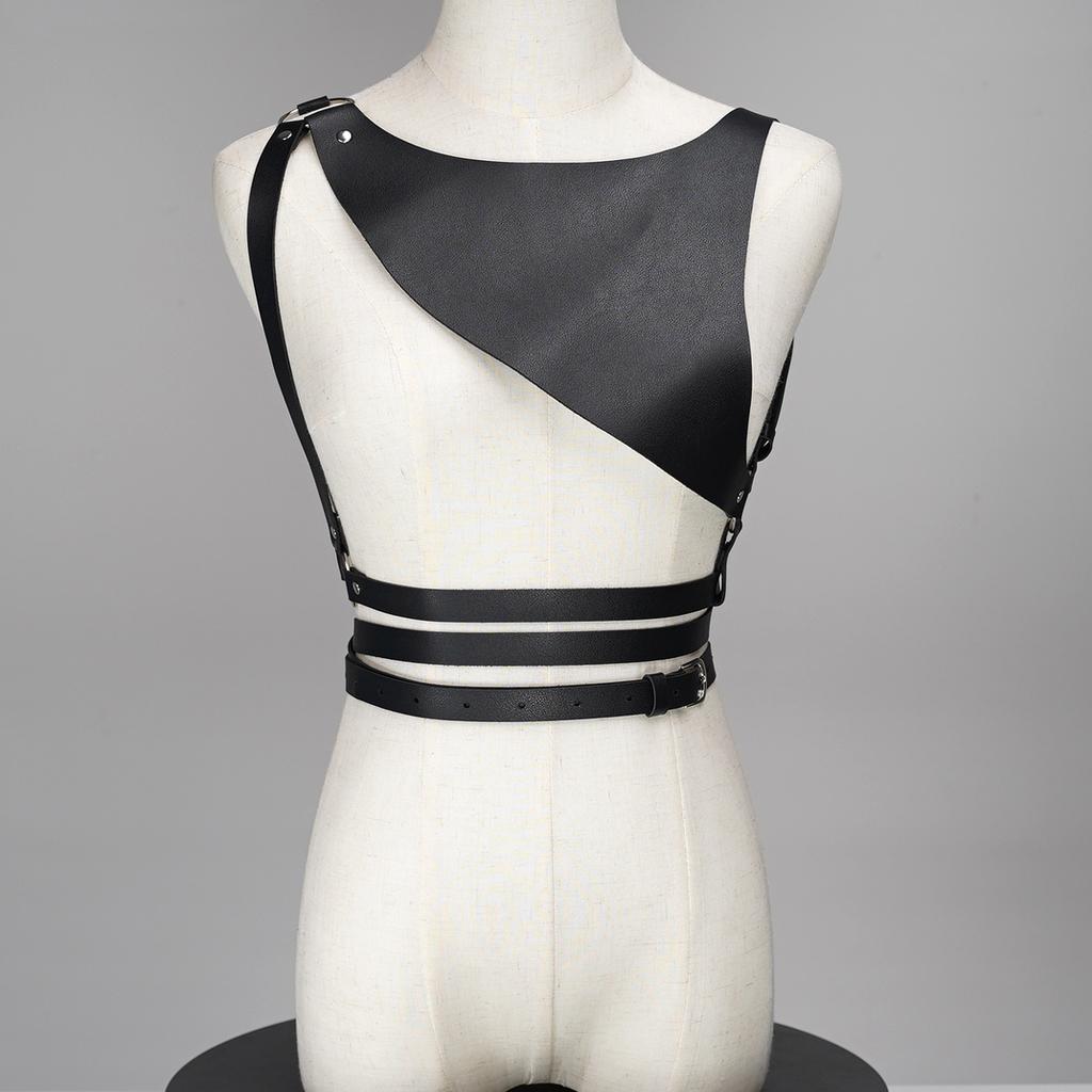 Women'S Leather Harness Vest: Adjustable Buckles, Punk Rock Fashion Accessory For Concerts