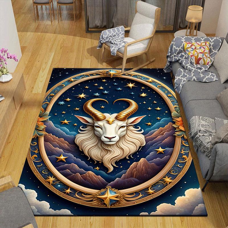 1pc Star Aries Print Design Area Rug - Soft, Anti-Slip, and Durable Gaming Room Decor for Bedroom