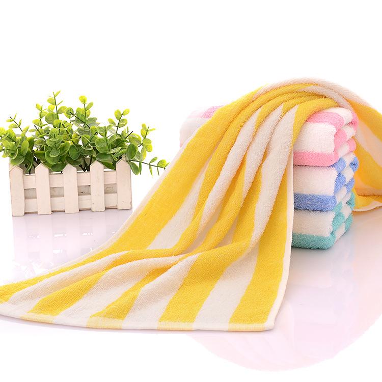 Pure Cotton Face Towel Quick-dry Coral Stripe Bath Towel Sets for Home Cotton Stripe Design Towel