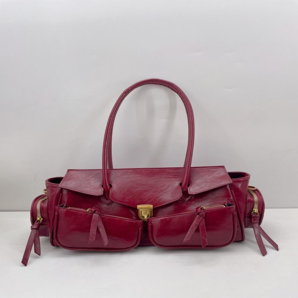 SHELKSBAG Retro Quality Handbag Ladies Motorcycle Bags Multi-Pocket Luxury Designer Fashionable Versatile Underarm Bag for Women