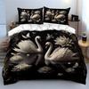 Elegant Swans With Lotus Flowers Printed Duvet Cover Set1 Duvet Cover+2 Pillowcasemulti Size Bedroom Bedding Decor Luxury Gift