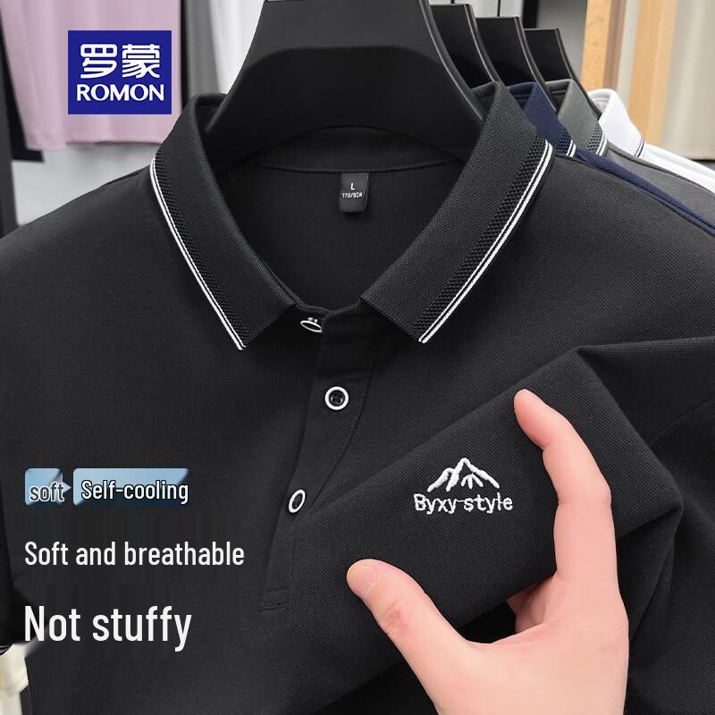 

ROMON Men s Short Sleeve Polo Shirt 4XL