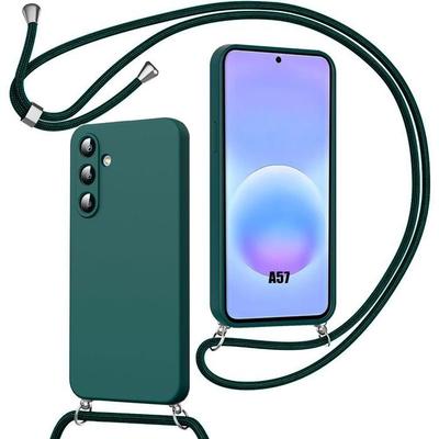 Silicone Case - BOOLING - for Samsung Galaxy A57 5G - Shockproof Slim with Night Green Cord