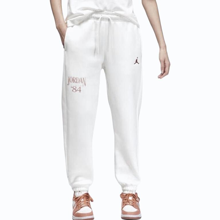 Jordan Brooklyn Letter Print Fleece Cuffed Knit Joggers Women Joggers White FN5441-133