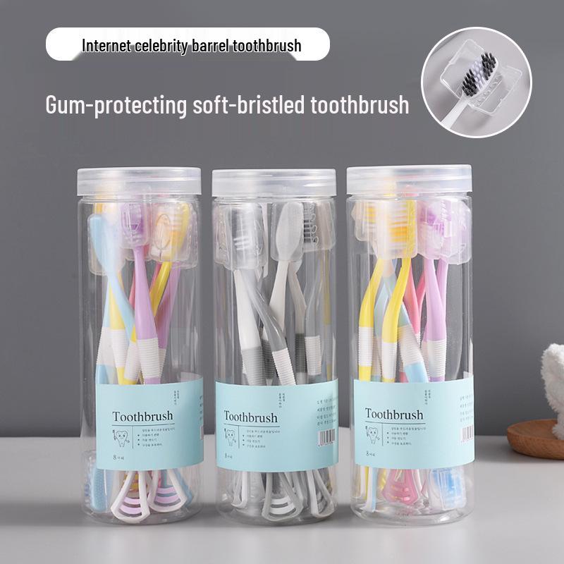 8-Piece Bamboo Charcoal Toothbrush Set with Dual-Action Soft Bristle Tooth & Tongue Scraper – Eliminates Bad Breath