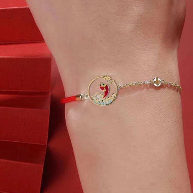 Gezeiten Kois Armband: Festliches rotes Seildesign für Frauen, Paare & Studenten – Ein Glücksbringer-Geschenk