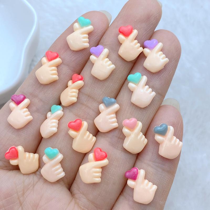 50Pcs New Cute 8*11mm Mini Little Bixin Gesture Series Resin Flatback Ornament Jewelry Making Manicure Decoration Accessories