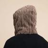 Solid Color Winter Pullover Cap Polyester Compact Cap Scarf Warmer Wrap Head Hat  Women
