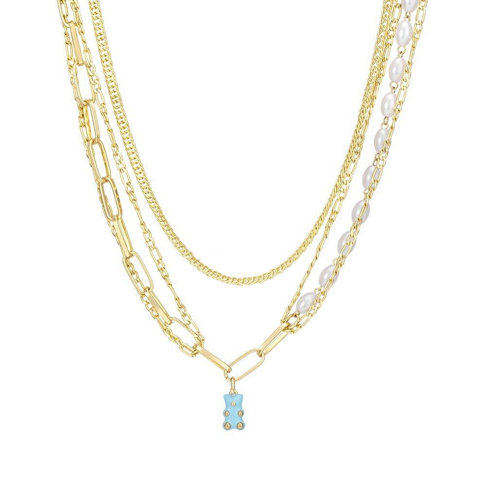 Elegant Gold Pearl Bear Pendant Necklace For Women Featuring Unique Animal Design